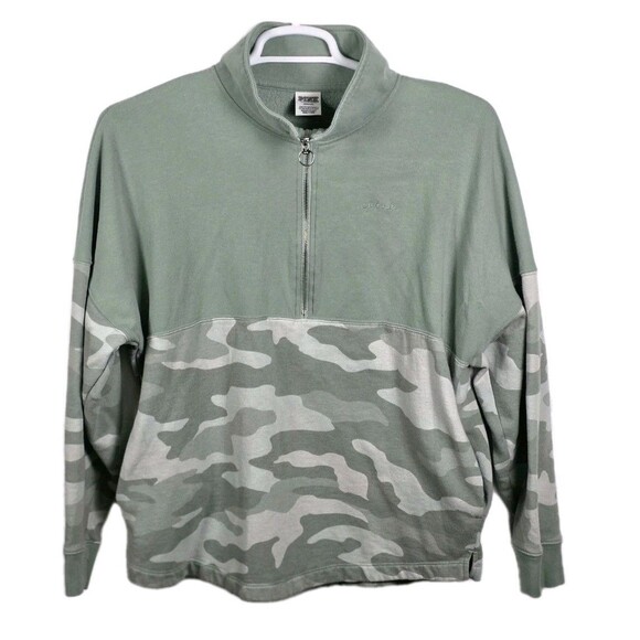 PINK Victoria's Secret Tops - Victoria's‎ Secret Pink Women's Medium Green Camo Half Zip Pullover